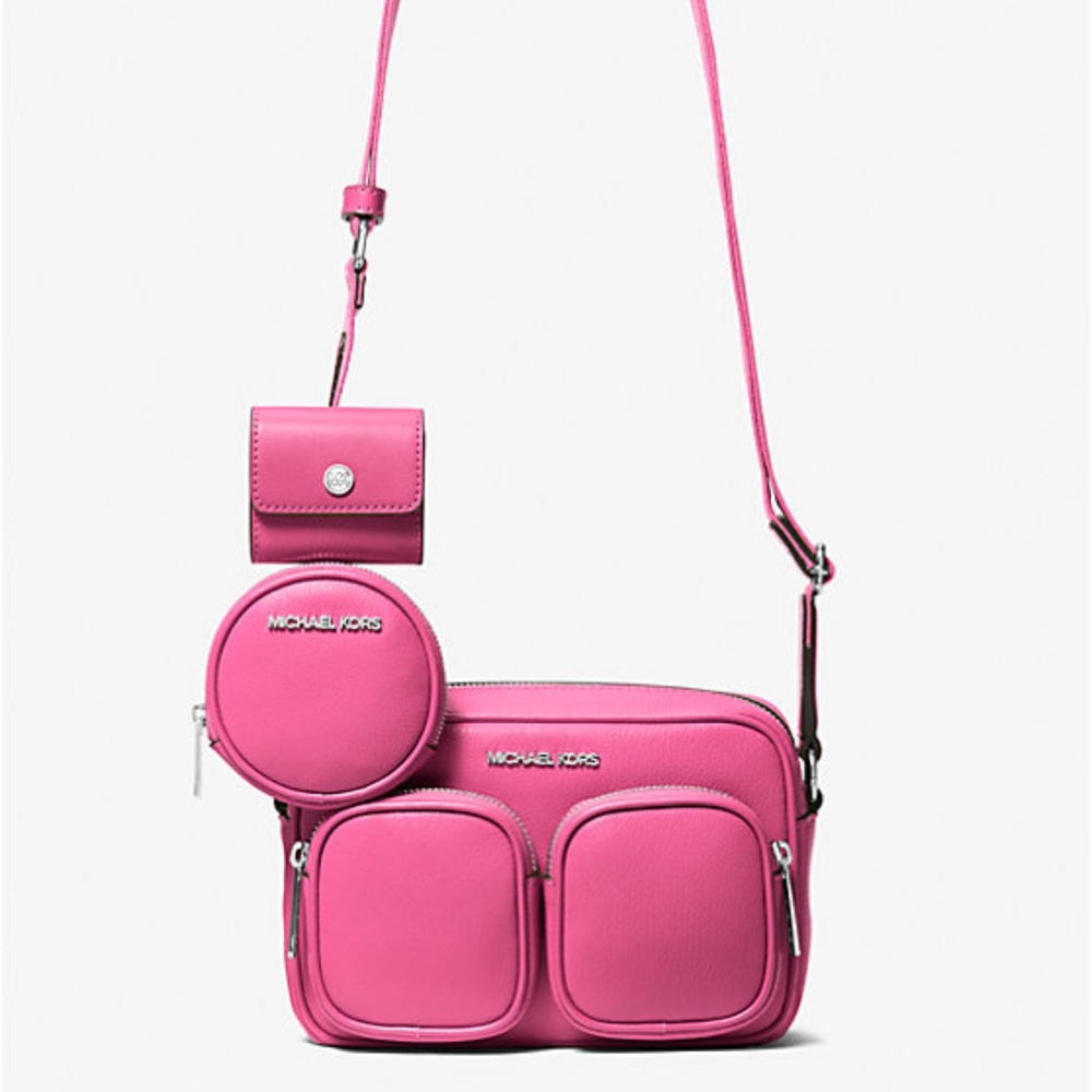 Michael Kors Jet Set Leather Medium Crossbody Bag with Case for Apple AirPods Pr - Picture 8 of 16